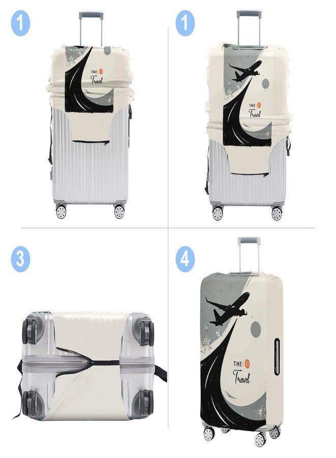 THISFIND Suitcase Cover with Time to Travel Design, Luggage Protector, Fit for 24-26Inch Luggage Durable Travel Bag Cover with Zipper Closure - Image 5